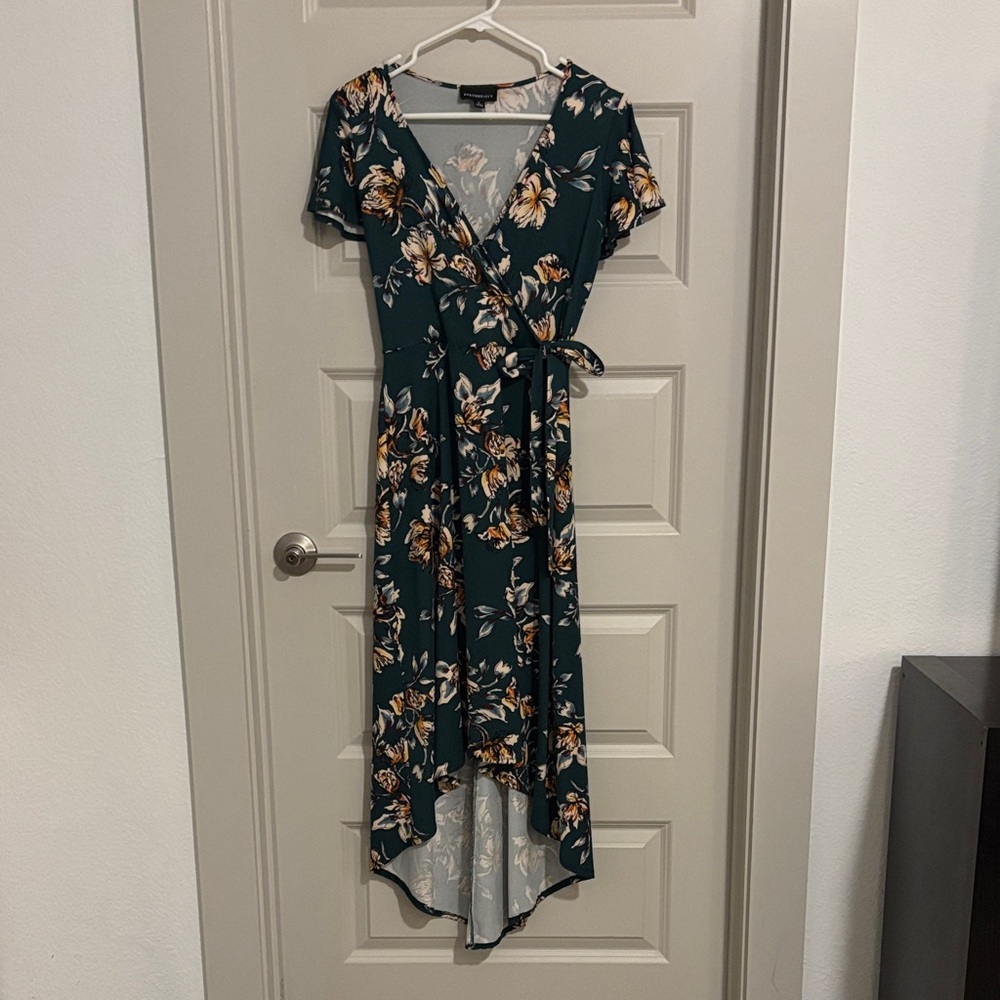 Floral Wrap Dress in Green